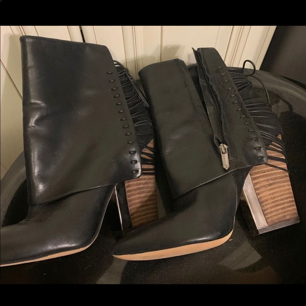 Sam Edelman Princeton $170 Black Leather Laced Ankle Boots Booties Size 5